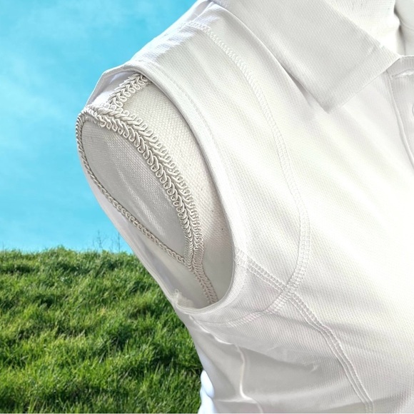 Pro Tour White Sleeveless Collared Shirt Wicking Sports Golf Tennis UPF 50 NWT - Picture 3 of 10